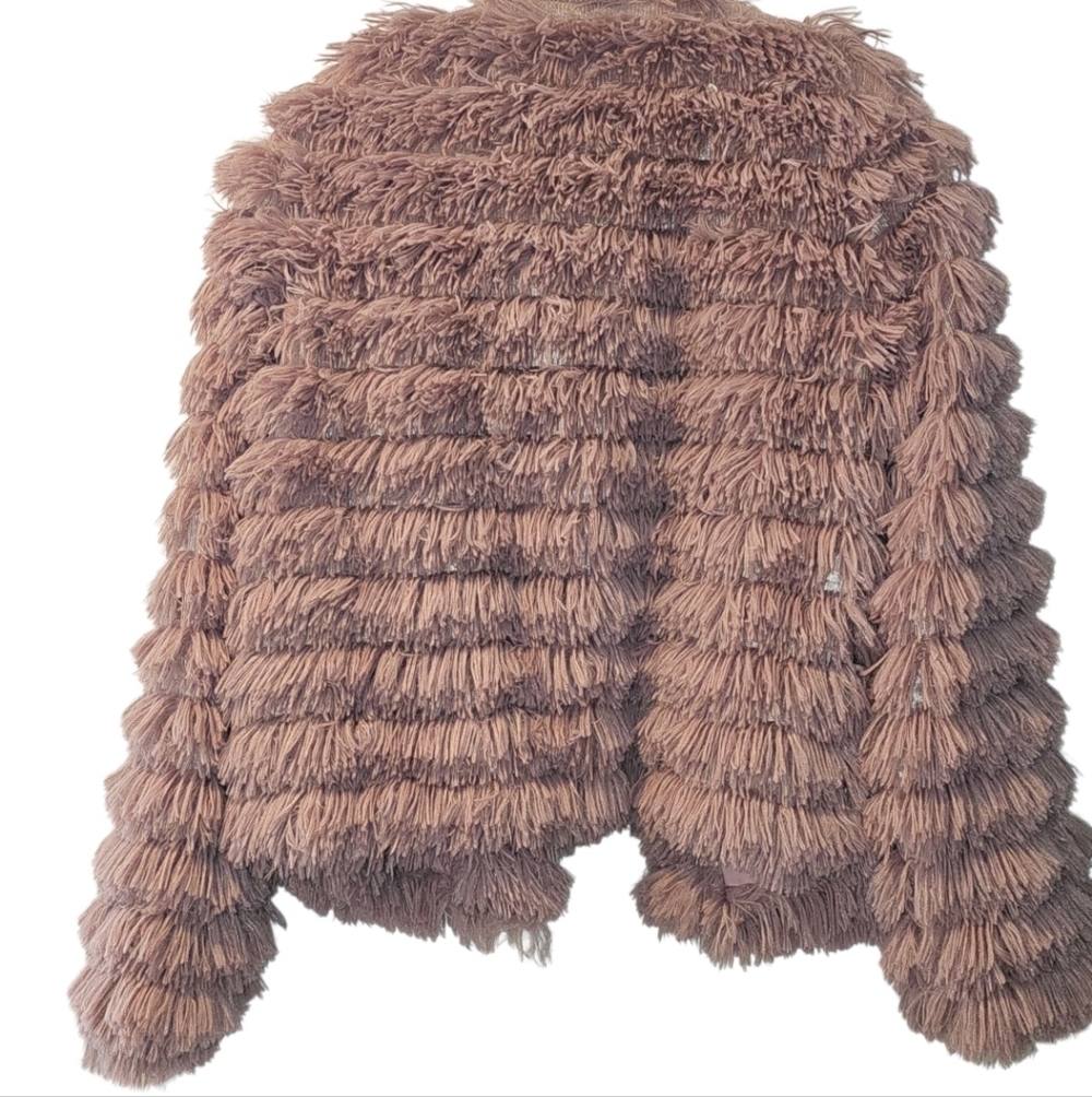 Prettygarden Faux Fur Shaggy Jacket Blush Pink Cropped Coat NWT Size Large - Picture 2 of 3